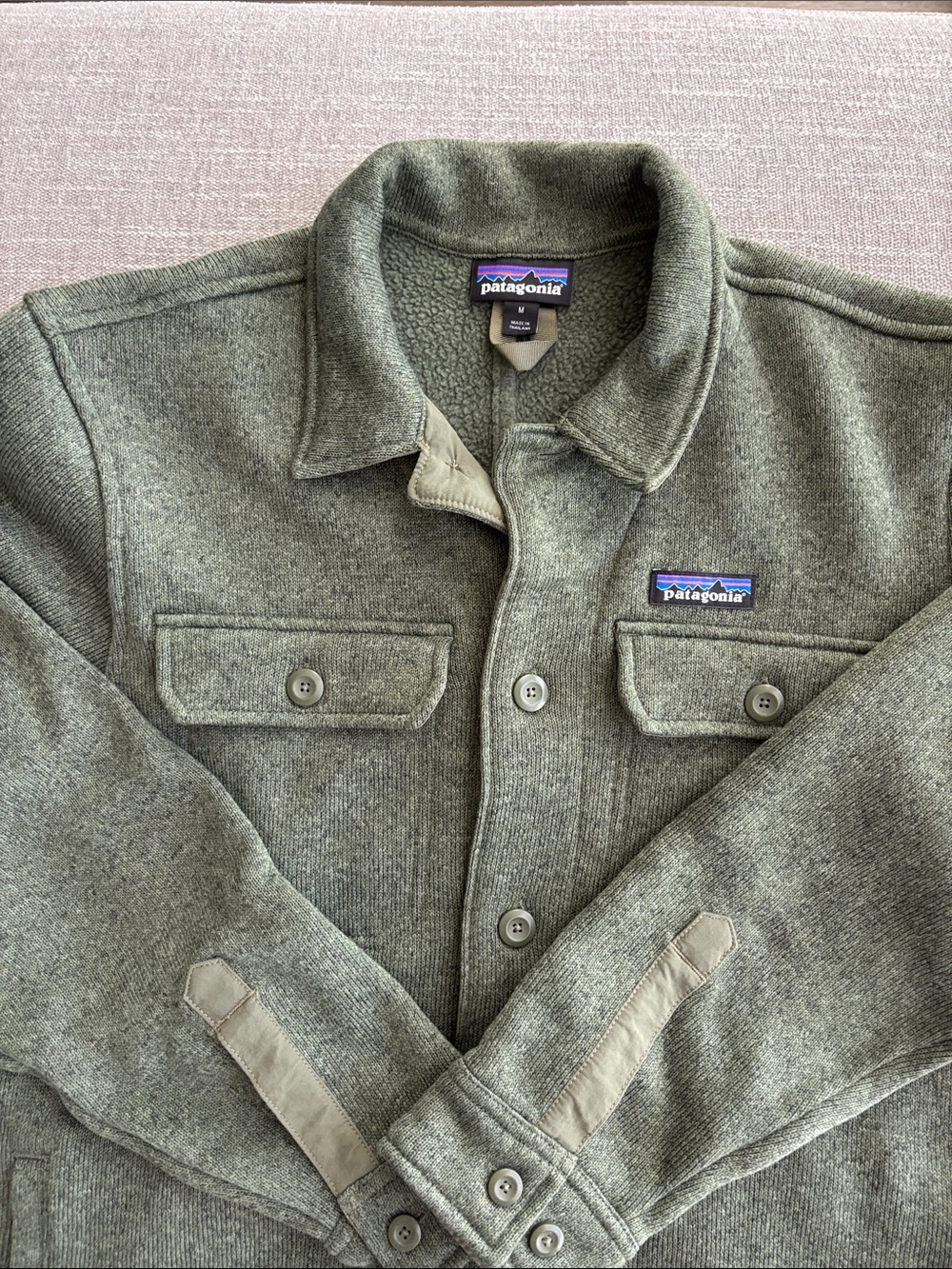 Patagonia Olive Green Wool-Blend Shirt Jacket - Picture 3 of 7